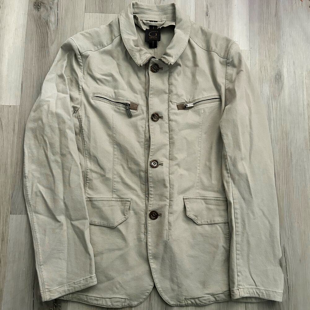 GIMO’S Lightweight Men’s Sz 52 / 42  Light Beige Button Up Travel Jacket ITALY